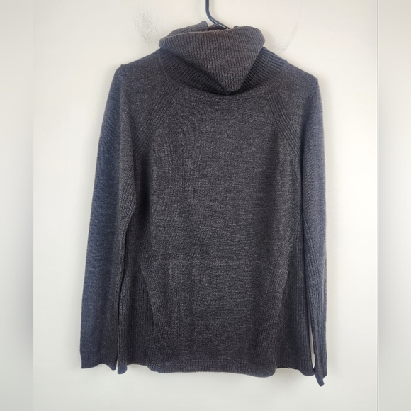 Lululemon Sweat & Savasana Merino Wool Sweater Turtleneck Cowlneck Dark Gray Siz - Picture 1 of 7
